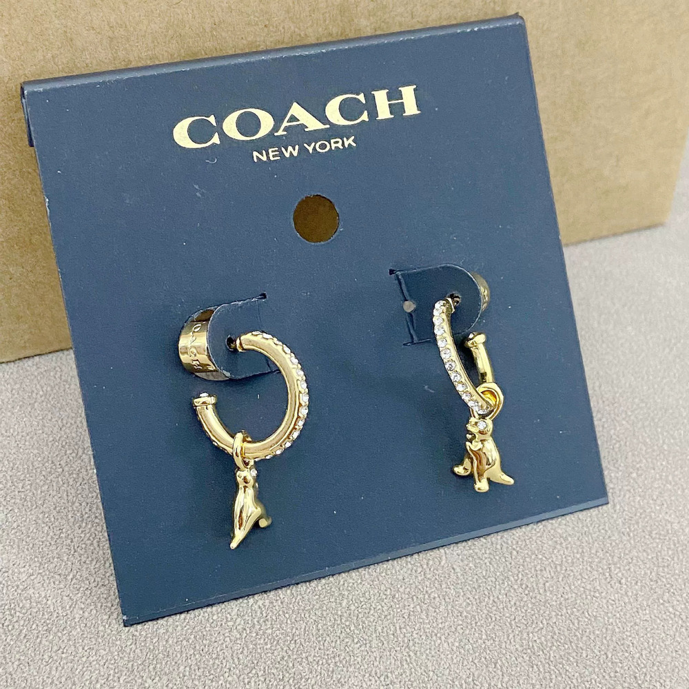 Coach Dinosaur Gold Plated Hoop Earrings